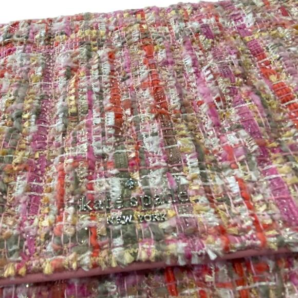 KATE SPADE Emelyn Briar Lane Quilted Tweed Crossbody Bag Chain Strap Pink NEW - Picture 11 of 14